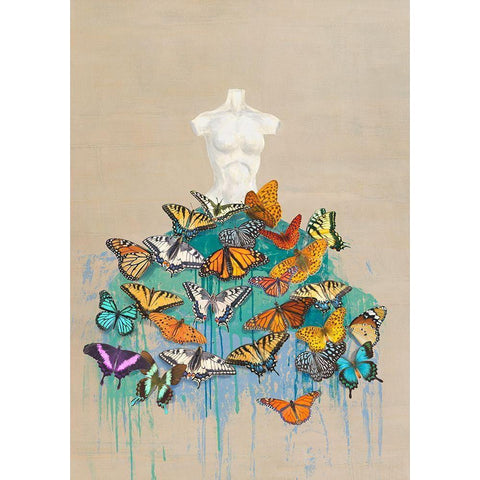 Dress of Butterflies I Gold Ornate Wood Framed Art Print with Double Matting by Parr, Kelly