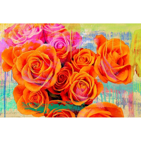 Dripping Roses Black Modern Wood Framed Art Print by Parr, Kelly