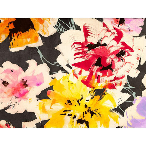 Neon Flowers II (detail) Black Modern Wood Framed Art Print by Parr, Kelly