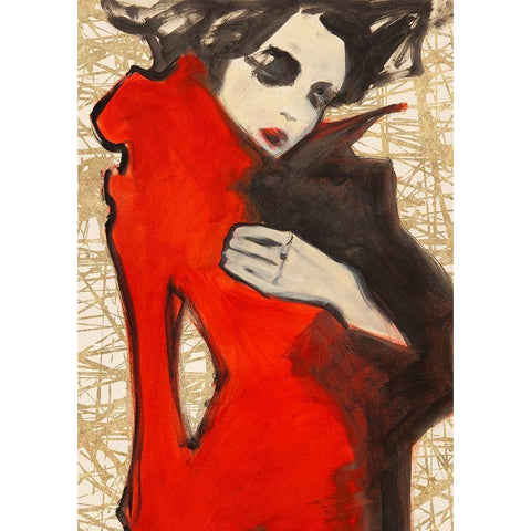 Feminine Red (detail) Black Modern Wood Framed Art Print by Kumi