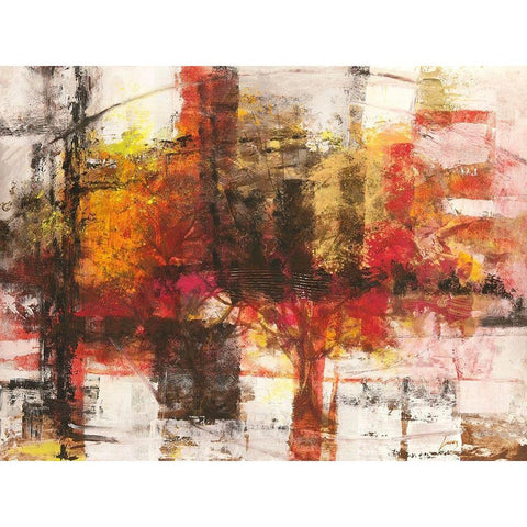 Astratto cremisi Black Modern Wood Framed Art Print with Double Matting by Lucas