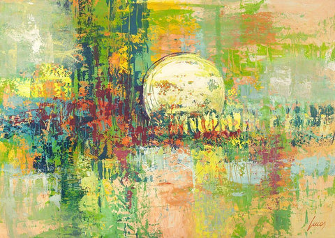 Luna piena White Modern Wood Framed Art Print with Double Matting by Lucas