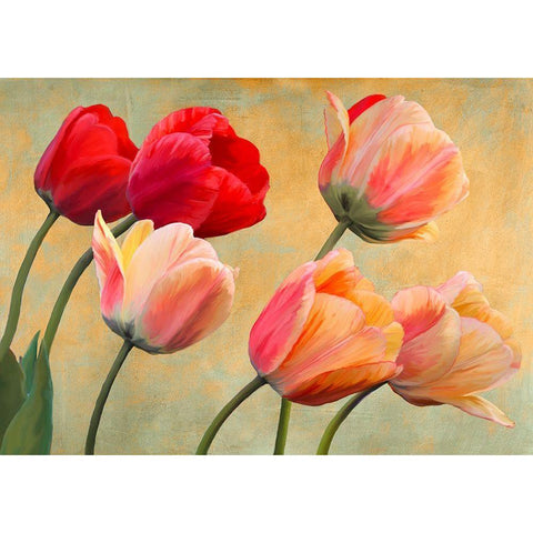 Golden Tulips (detail) Gold Ornate Wood Framed Art Print with Double Matting by Villa, Luca