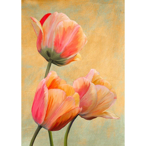 Golden Tulips I Black Modern Wood Framed Art Print by Villa, Luca
