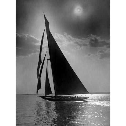 The Vanitie during the Americas Cup ca. 1900-1910 Gold Ornate Wood Framed Art Print with Double Matting by Levick, Edwin
