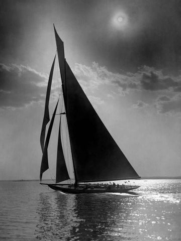 The Vanitie during the Americas Cup ca. 1900-1910 White Modern Wood Framed Art Print with Double Matting by Levick, Edwin