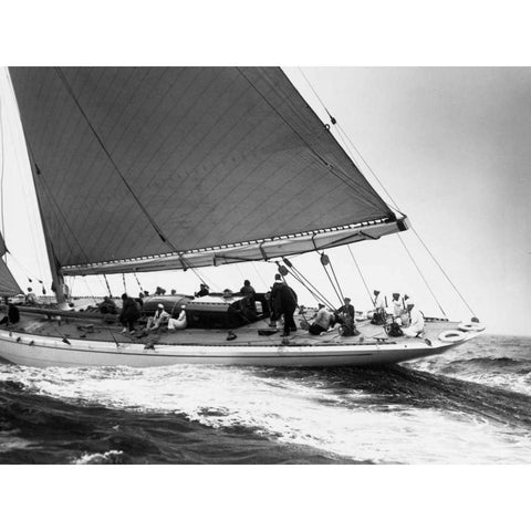 Yankee Cruising on East Coast 1936 Black Modern Wood Framed Art Print with Double Matting by Levick, Edwin