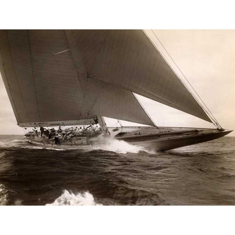 J Class Sailboat 1934 Black Modern Wood Framed Art Print by Levick, Edwin