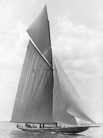 The Vanitie During the Americas Cup 1910 Black Ornate Wood Framed Art Print with Double Matting by Levick, Edwin