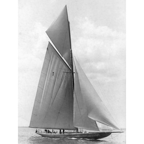 The Vanitie During the Americas Cup 1910 Black Modern Wood Framed Art Print with Double Matting by Levick, Edwin