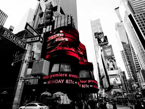 Crossroads Times Square NYC Black Ornate Wood Framed Art Print with Double Matting by Ludo, H.