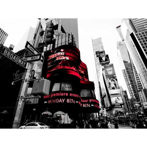 Crossroads Times Square NYC Black Modern Wood Framed Art Print by Ludo, H.