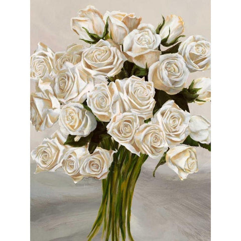Bouquet blanc II White Modern Wood Framed Art Print by Sanna, Leonardo