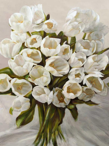 Bouquet Blanc White Modern Wood Framed Art Print with Double Matting by Sanna, Leonardo