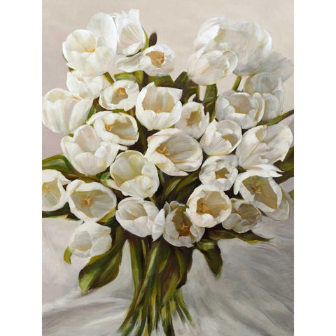 Bouquet Blanc Gold Ornate Wood Framed Art Print with Double Matting by Sanna, Leonardo