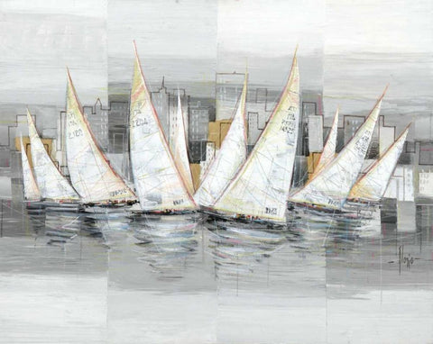 Regata White Modern Wood Framed Art Print with Double Matting by Florio, Luigi