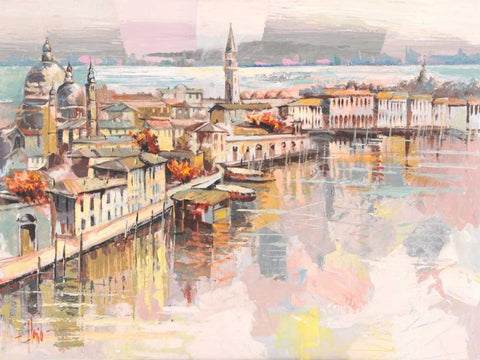 Dolce Venezia Black Ornate Wood Framed Art Print with Double Matting by Florio, Luigi