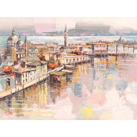 Dolce Venezia Black Modern Wood Framed Art Print with Double Matting by Florio, Luigi