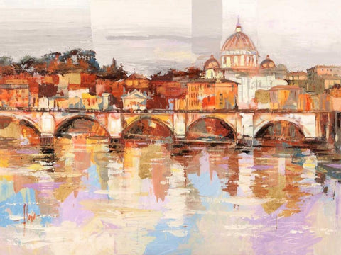 Dolcemente Roma White Modern Wood Framed Art Print with Double Matting by Florio, Luigi
