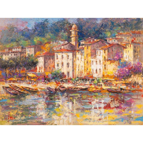 Portofino Gold Ornate Wood Framed Art Print with Double Matting by Florio, Luigi