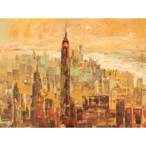 Tramonto su Manhattan Black Modern Wood Framed Art Print with Double Matting by Florio, Luigi