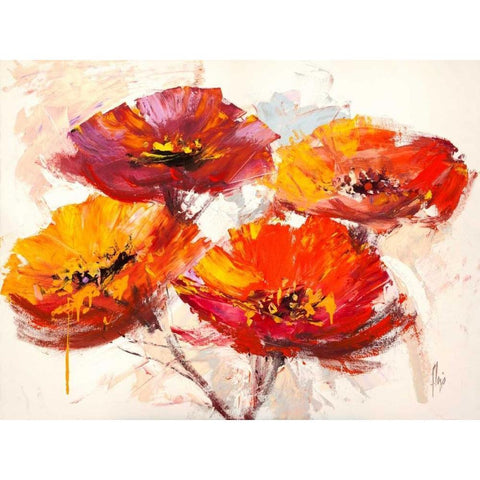 Il respiro dei papaveri Black Modern Wood Framed Art Print with Double Matting by Florio, Luigi