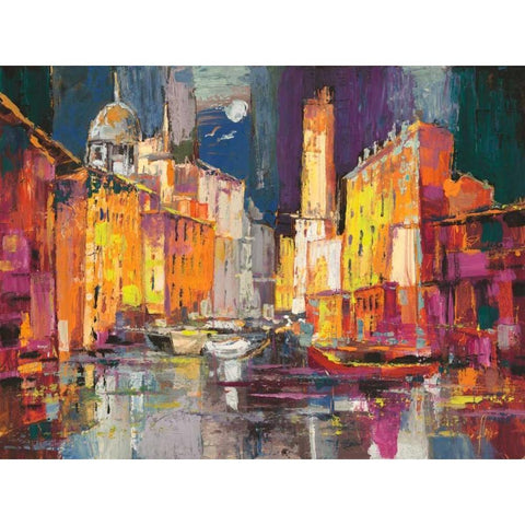 Verso il porto immaginario Black Modern Wood Framed Art Print with Double Matting by Florio, Luigi