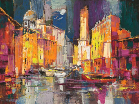 Verso il porto immaginario White Modern Wood Framed Art Print with Double Matting by Florio, Luigi