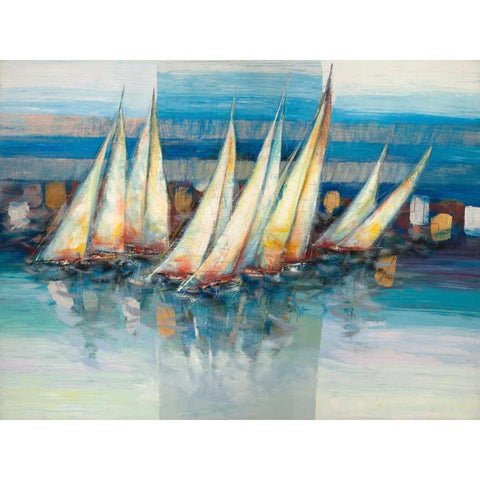 Vele nel blu Black Modern Wood Framed Art Print by Florio, Luigi