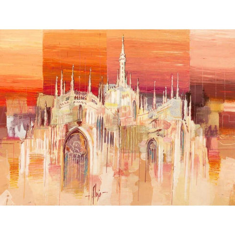 Milano al tramonto White Modern Wood Framed Art Print by Florio, Luigi