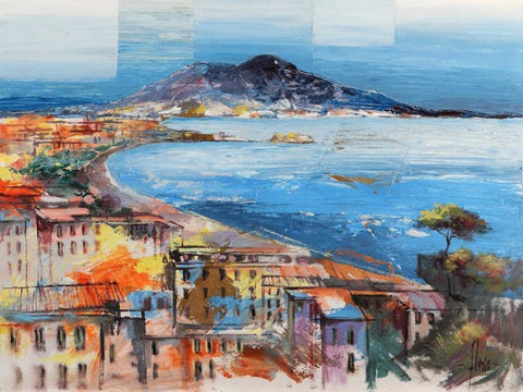 Dolce Napoli Black Ornate Wood Framed Art Print with Double Matting by Florio, Luigi