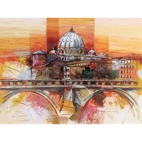 Roma eterna Black Modern Wood Framed Art Print by Florio, Luigi