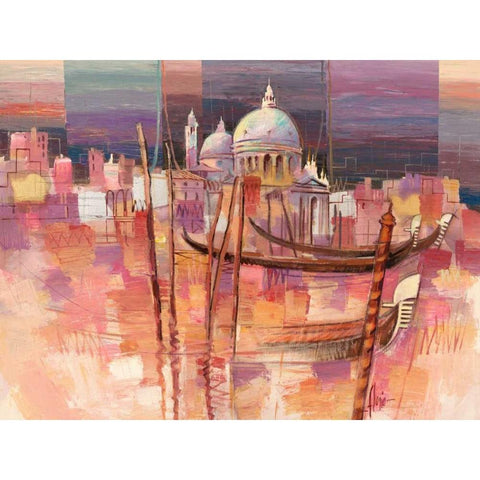 Riflessi a Venezia Gold Ornate Wood Framed Art Print with Double Matting by Florio, Luigi