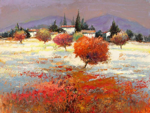 Dolci colline White Modern Wood Framed Art Print with Double Matting by Florio, Luigi