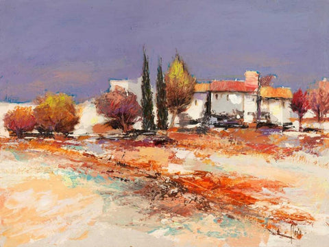 Case nel sole Black Ornate Wood Framed Art Print with Double Matting by Florio, Luigi