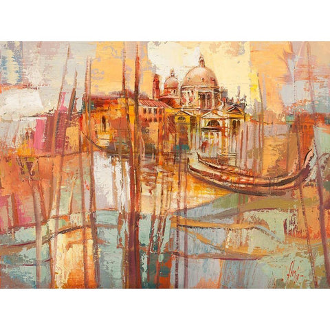 Colori di Venezia Black Modern Wood Framed Art Print with Double Matting by Luigi, Florio