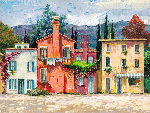 Paese italiano I White Modern Wood Framed Art Print with Double Matting by Luigi, Florio