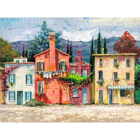 Paese italiano I Black Modern Wood Framed Art Print by Luigi, Florio