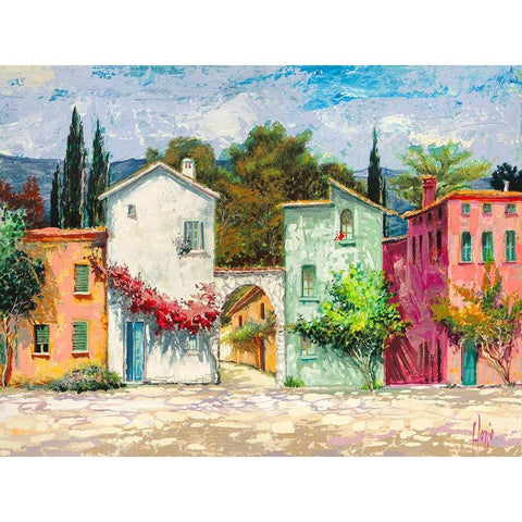 Paese italiano II Black Modern Wood Framed Art Print with Double Matting by Luigi, Florio