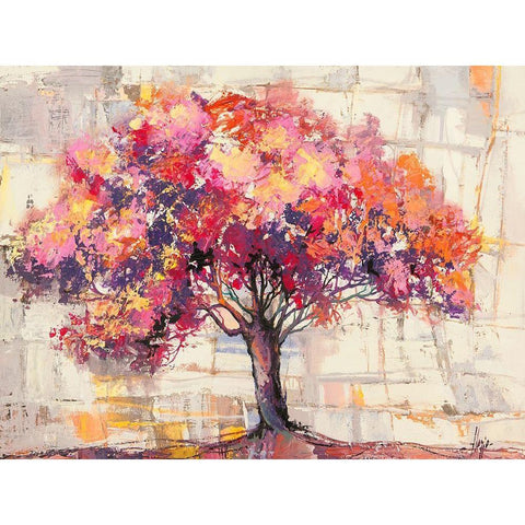 Albero dei colori Black Modern Wood Framed Art Print with Double Matting by Florio, Luigi