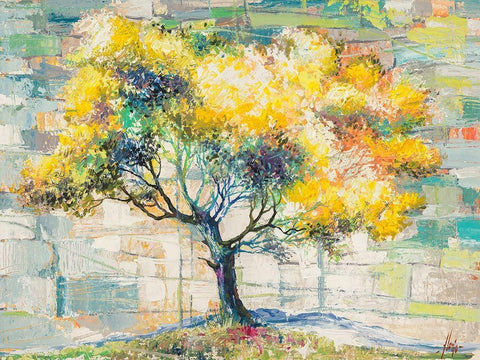 Albero del sole White Modern Wood Framed Art Print with Double Matting by Florio, Luigi