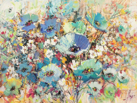 Campo di fiori in Primavera Black Ornate Wood Framed Art Print with Double Matting by Florio, Luigi