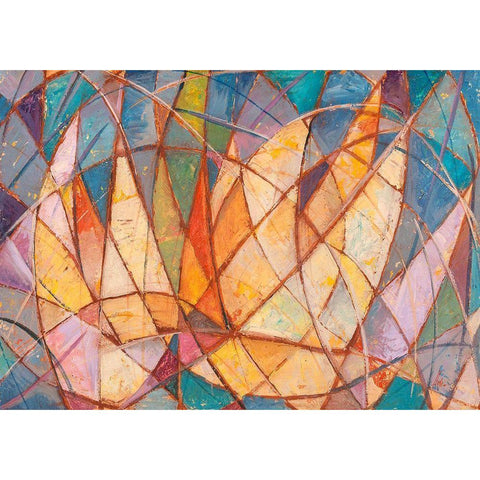 Dinamismo di vele sul mare Black Modern Wood Framed Art Print with Double Matting by Florio, Luigi