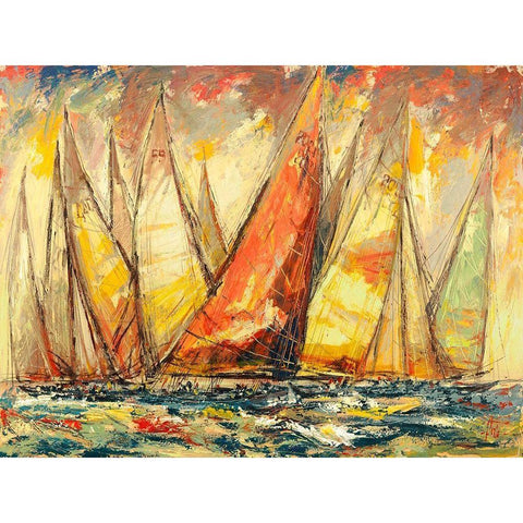 Grande Regata White Modern Wood Framed Art Print by Florio, Luigi