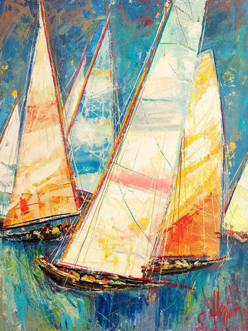 Vele a colori II White Modern Wood Framed Art Print with Double Matting by Florio, Luigi