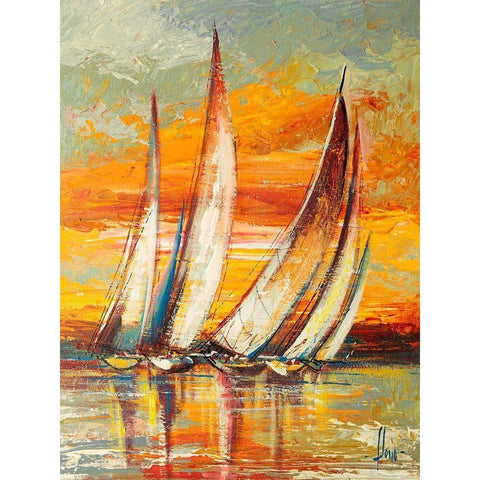 Regata al tramonto I White Modern Wood Framed Art Print by Florio, Luigi