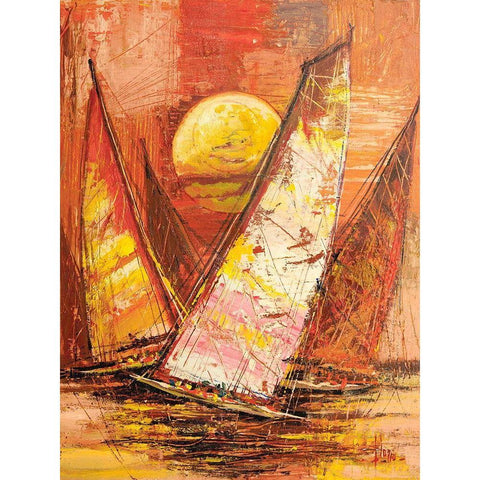 Regata al tramonto II Black Modern Wood Framed Art Print by Florio, Luigi
