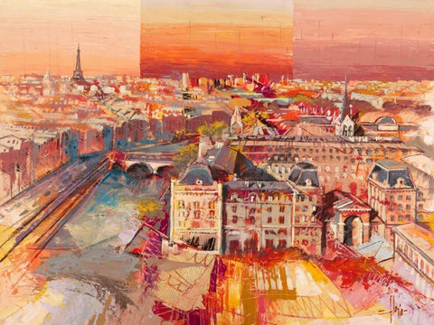 Sognando Parigi Black Ornate Wood Framed Art Print with Double Matting by Florio, Luigi