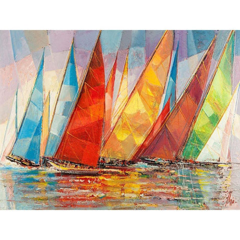Regata estiva Gold Ornate Wood Framed Art Print with Double Matting by Florio, Luigi