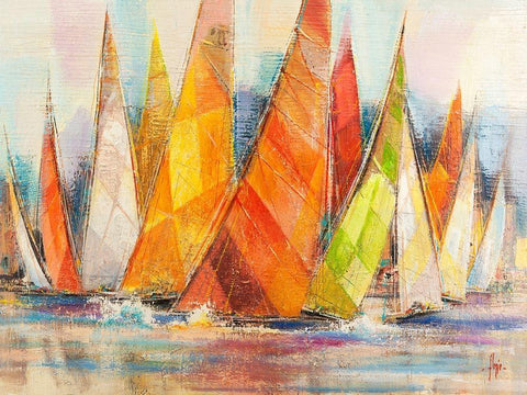 Regata di colori Black Ornate Wood Framed Art Print with Double Matting by Florio, Luigi